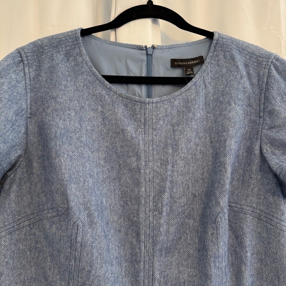 Banana Republic Italian Wool Flannel Sheath Dress Lined Blue NWT Size 14 - Picture 5 of 16